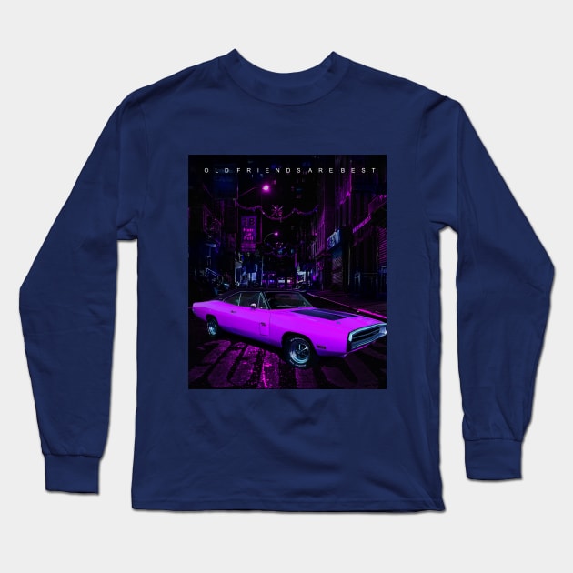 Classic Car in The Purple City Long Sleeve T-Shirt by Alkahfsmart